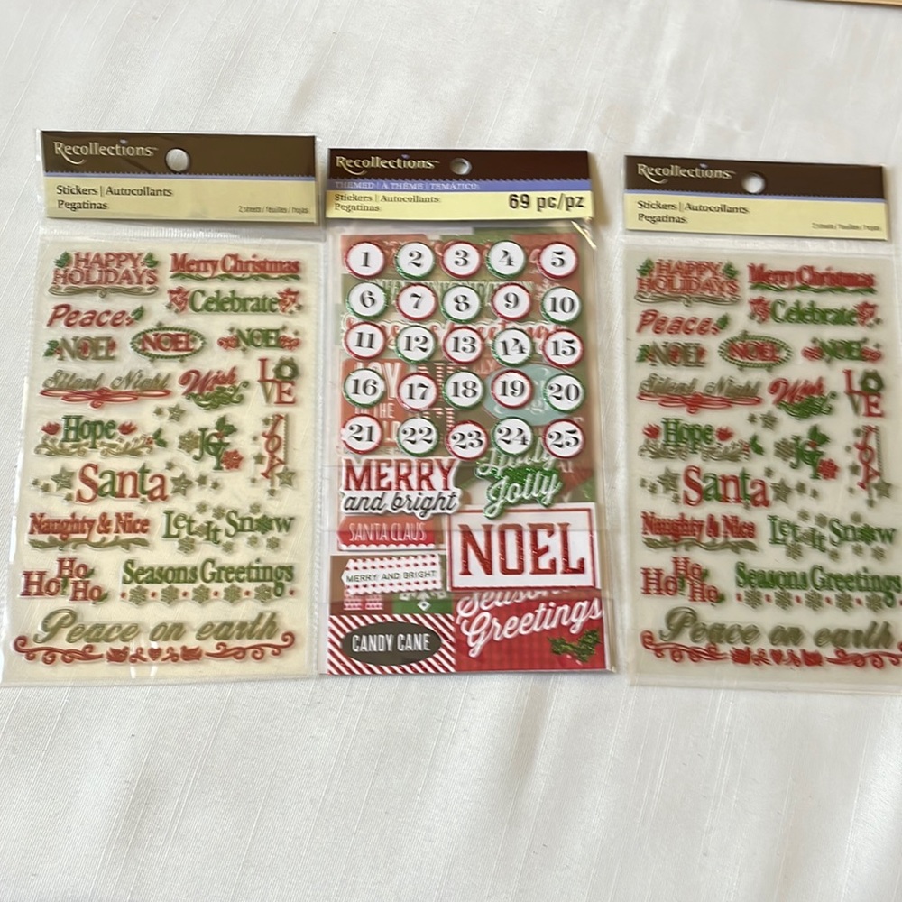 Lot of 3 new packs embellishments sticker Christmas Holiday new